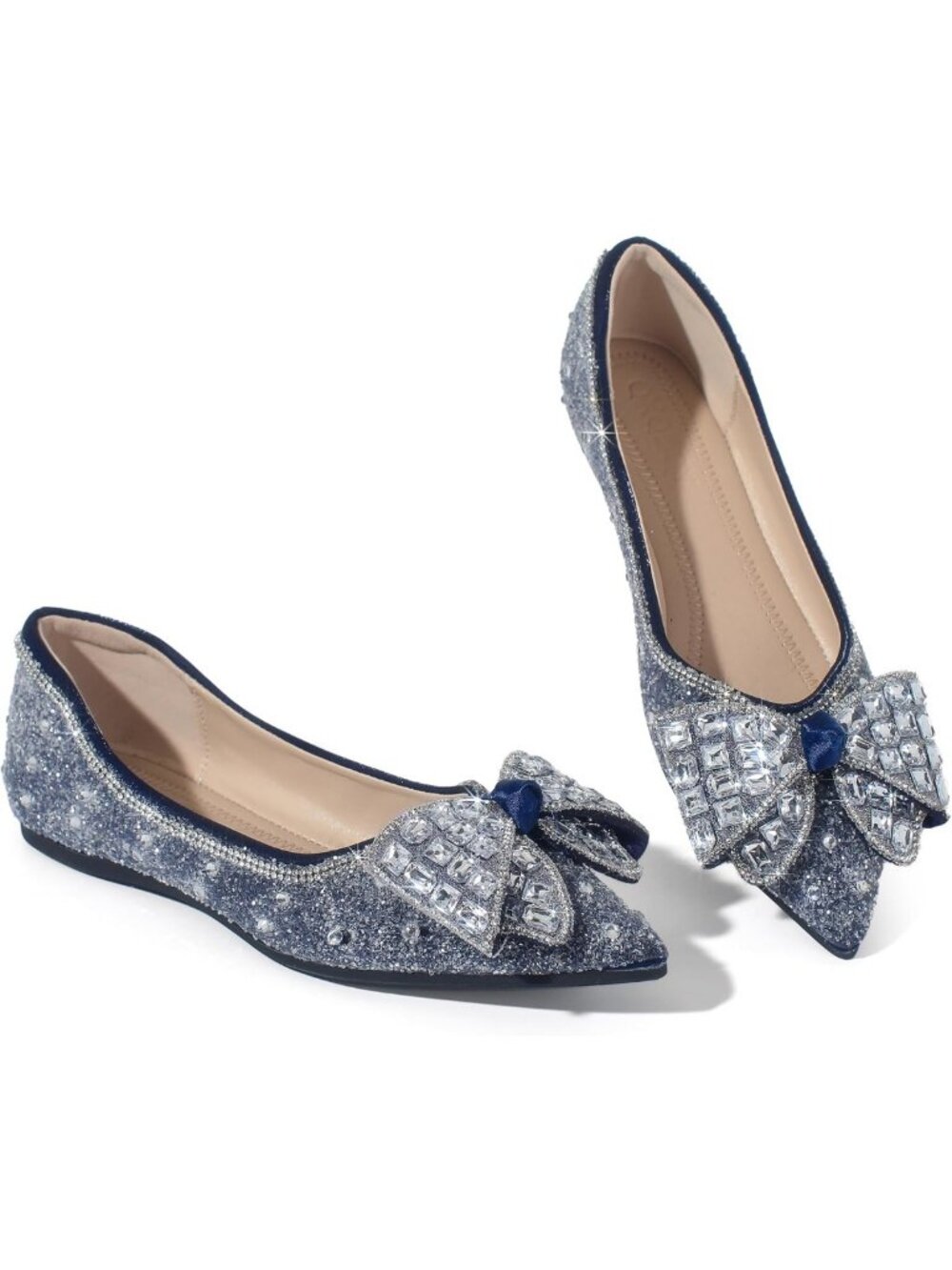 Stylish Women's Diamond Bow Ballet Flats - Comfortable Slip-On Casual Shoes